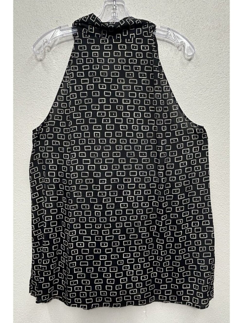 Lafayette 148 High-Neck Sleeveless Silk Blend Blouse Top Size XXL Black Cream